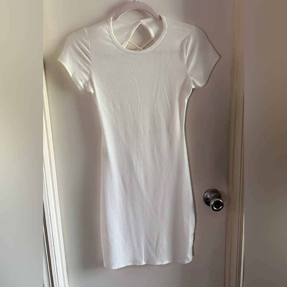 White open back slim dress